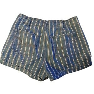 Y2K Eagle Denim Shorts Striped High Waisted Cuffed Blue Casual Sz10 #172C